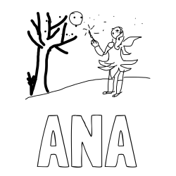 Online izdelana pobarvanka - Pobarvanka imena ANA in mavrična vila