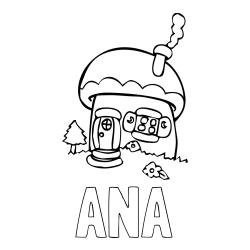 Online izdelana pobarvanka - Pobarvanka imena ANA in pobarvanka jurčka spremenjenega v hiško