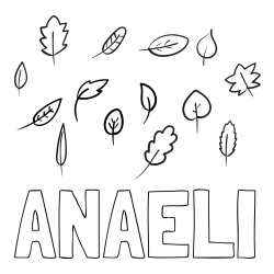 Online izdelana pobarvanka - Pobarvanka imena ANAELI in otroška pobarvanka listja