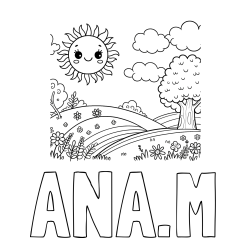 Online izdelana pobarvanka - Pobarvanka imena ANA.M in otroška pobarvanka narave