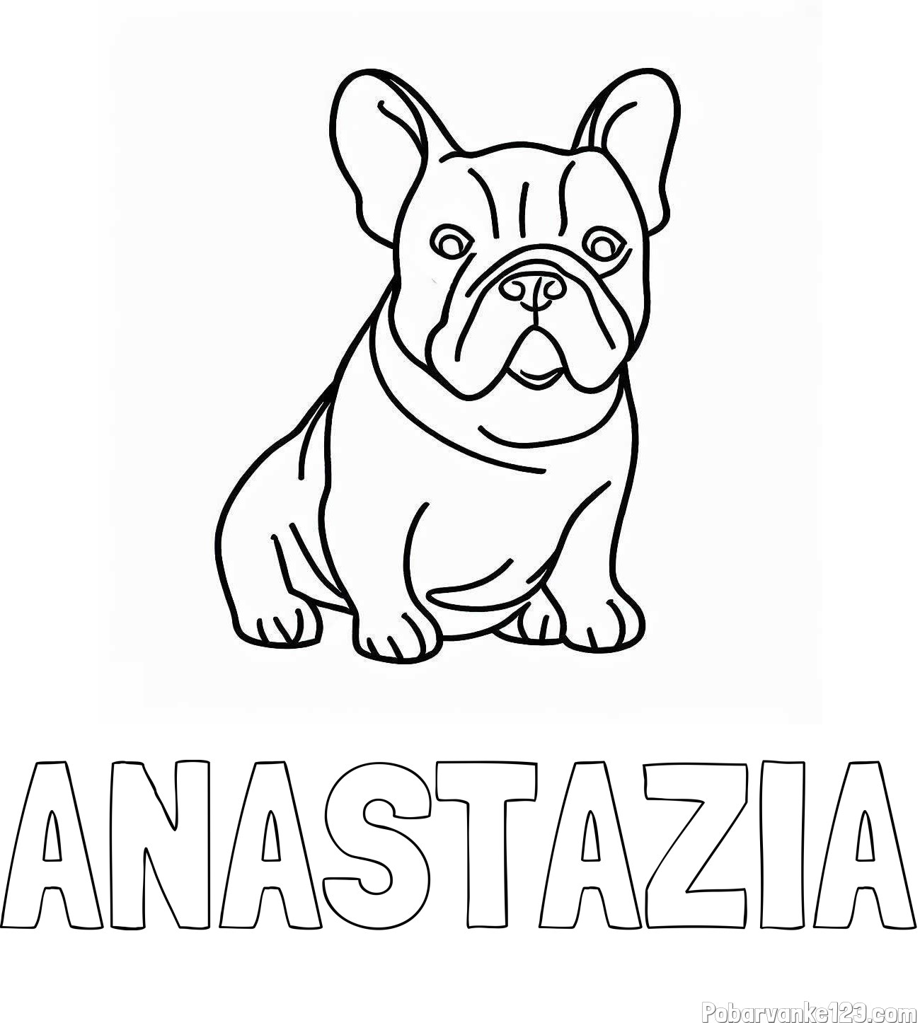 Pobarvanka imena ANASTAZIA in pobarvanka francoskega buldoga