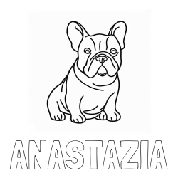 Online izdelana pobarvanka - Pobarvanka imena ANASTAZIA in pobarvanka francoskega buldoga