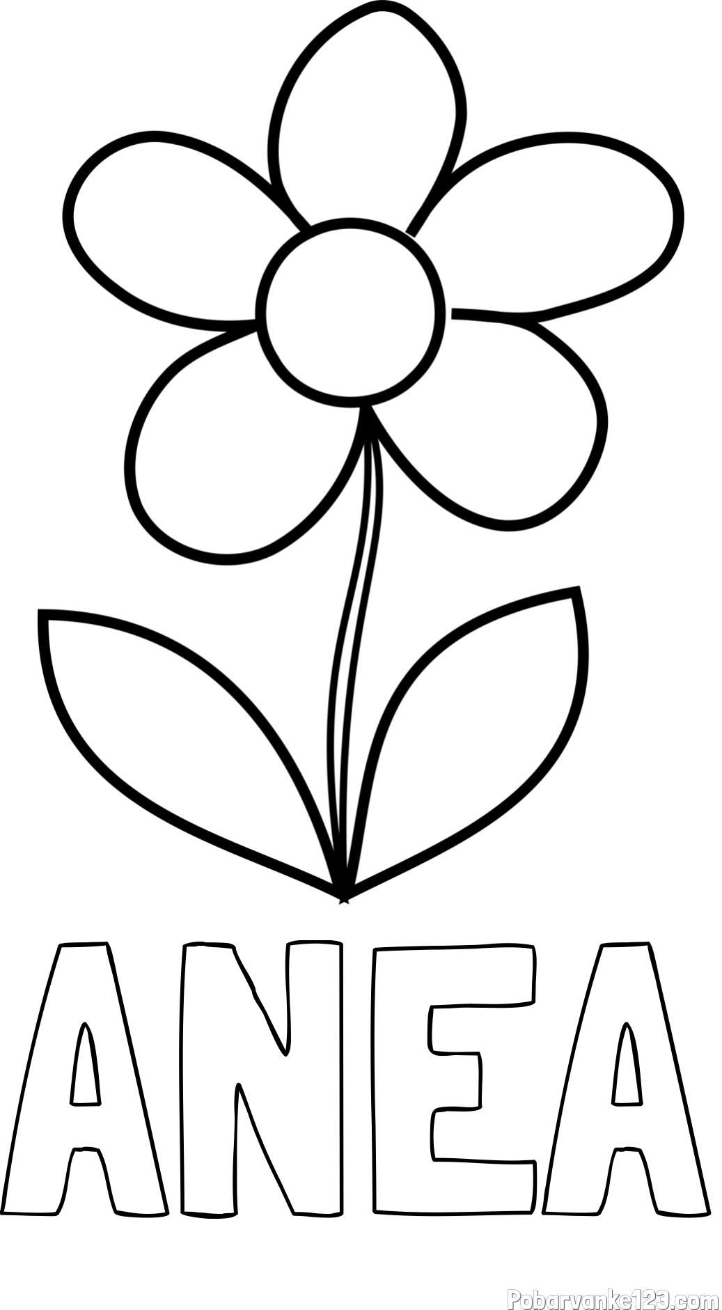 Pobarvanka imena ANEA in otroška pobarvanka rože