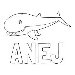 Online izdelana pobarvanka - Pobarvanka imena ANEJ in pobarvanka kita