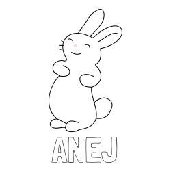 Online izdelana pobarvanka - Pobarvanka imena ANEJ in pobarvanka nasmejanega zajčka