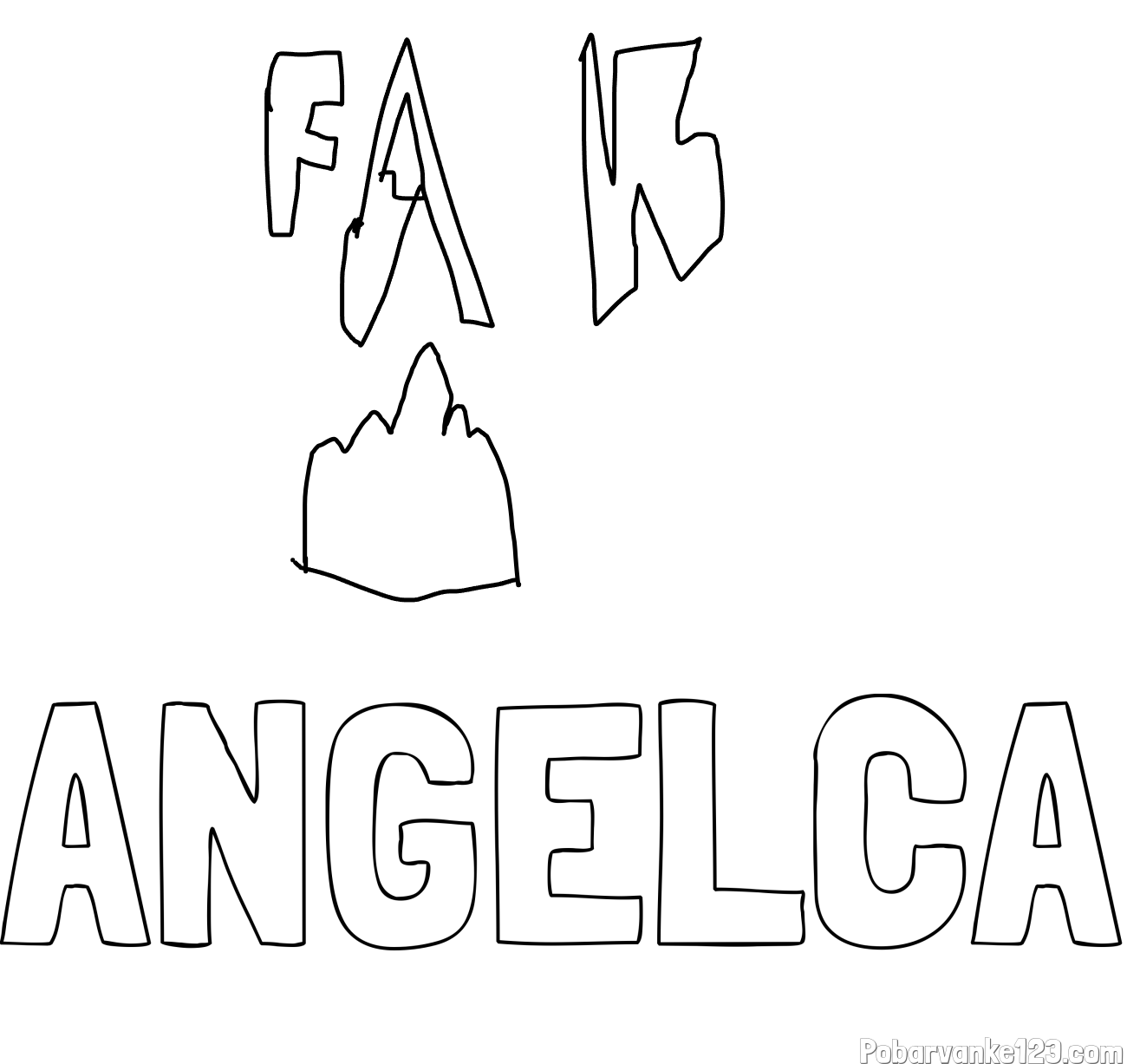 Pobarvanka imena ANGELCA in fakič