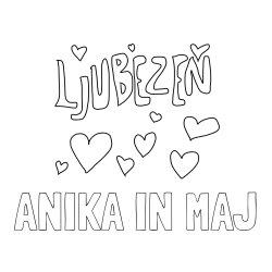 Online izdelana pobarvanka - Pobarvanka imena ANIKA IN MAJ in pobarvanka ljubezni ❤