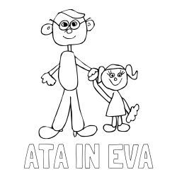 Online izdelana pobarvanka - Pobarvanka imena ATA IN EVA in otroška pobarvanka očeta in hčerke