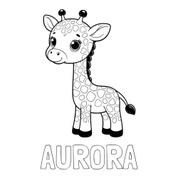 Online izdelana pobarvanka - Pobarvanka imena AURORA in pobarvanka simpatične žirafe