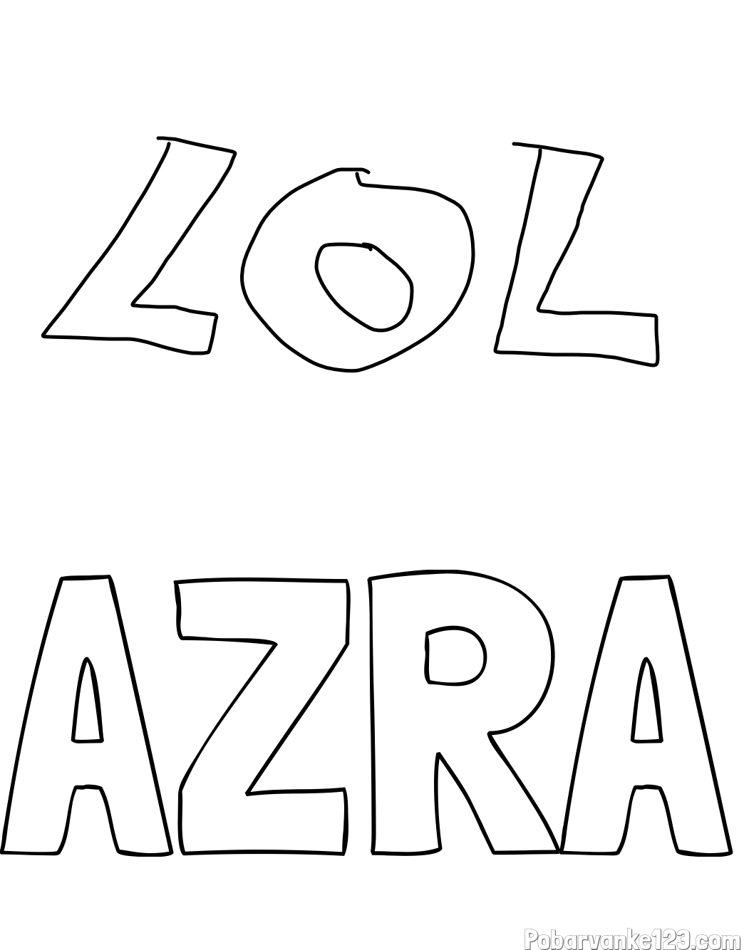 Pobarvanka imena AZRA in LOL- pobarvanka