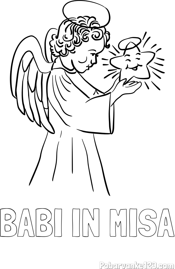 Pobarvanka imena BABI IN MIŠA in pobarvanka angela z zvezdo