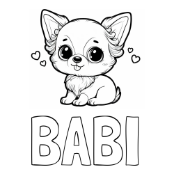 Online izdelana pobarvanka - Pobarvanka imena BABI in pobarvanka čivave