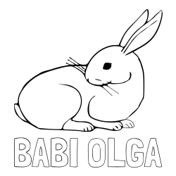 Online izdelana pobarvanka - Pobarvanka imena BABI OLGA in pobarvanka zajčka, ki je nekaj opazil