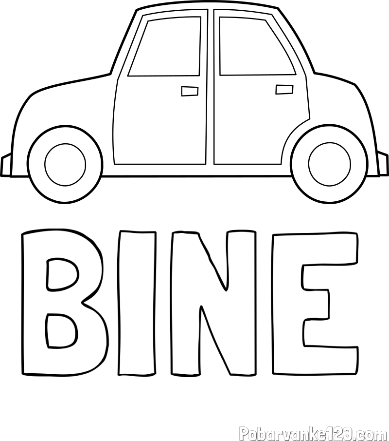 Pobarvanka imena BINE in pobarvanka avta