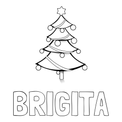 Online izdelana pobarvanka - Pobarvanka imena BRIGITA in božična smreka