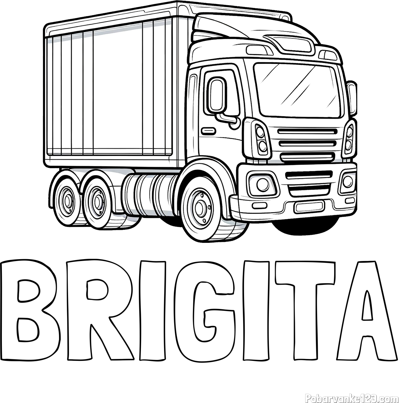 Pobarvanka imena BRIGITA in pobarvanka velikega tovornjaka