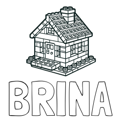 Online izdelana pobarvanka - Pobarvanka imena BRINA in pobarvanka LEGO hiške