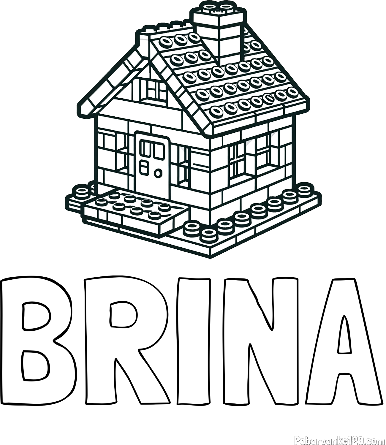 Pobarvanka imena BRINA in pobarvanka LEGO hiške