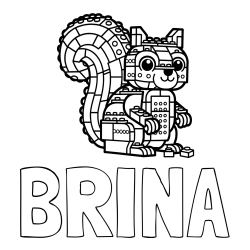 Online izdelana pobarvanka - Pobarvanka imena BRINA in pobarvanka LEGO veverice