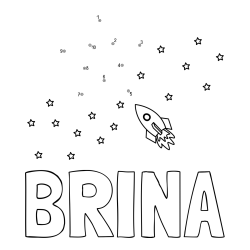 Online izdelana pobarvanka - Pobarvanka imena BRINA in pobarvanka poveži številke - vesoljska tematika