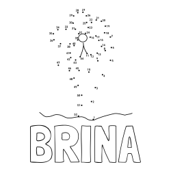 Online izdelana pobarvanka - Pobarvanka imena BRINA in pobarvanka rože - poveži številke