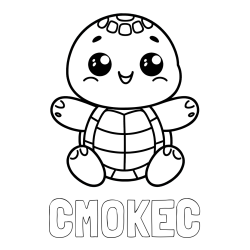 Online izdelana pobarvanka - Pobarvanka imena CMOKEC in otroška pobarvanka ljubke in nasmejane želvice