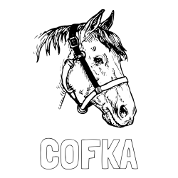 Online izdelana pobarvanka - Pobarvanka imena COFKA in konjska glava