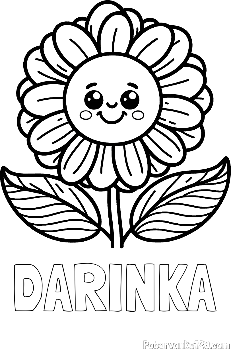 Pobarvanka imena DARINKA in pobarvanka ljubke in nasmejane rože