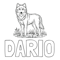 Online izdelana pobarvanka - Pobarvanka imena DARIO in pobarvanka volka