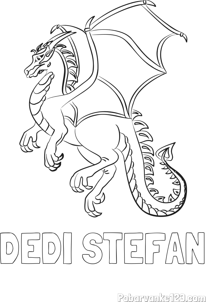 Pobarvanka imena DEDI ŠTEFAN in pobarvanka strašnega zmaja