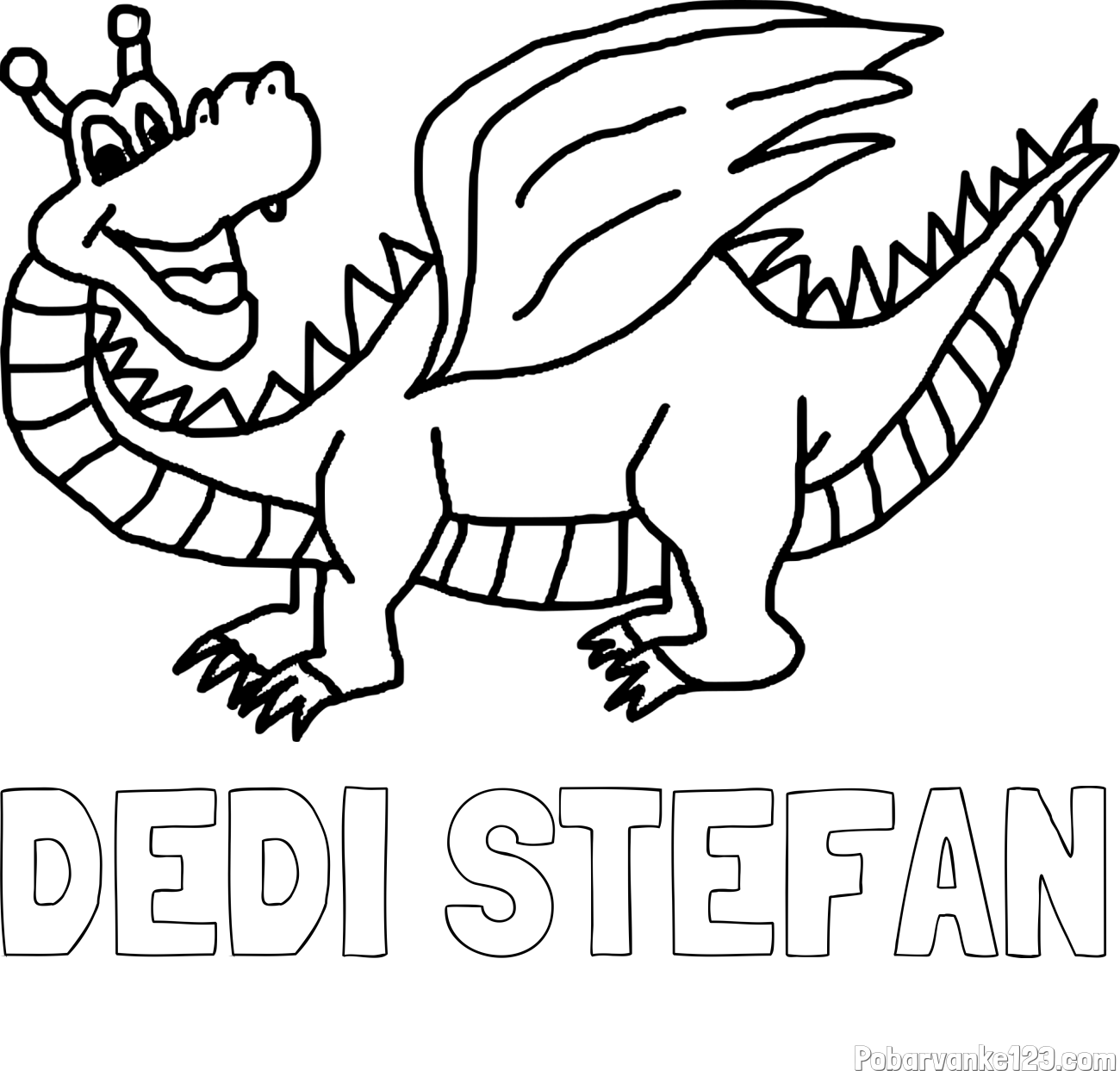 Pobarvanka imena DEDI ŠTEFAN in pobarvanka zmajčka