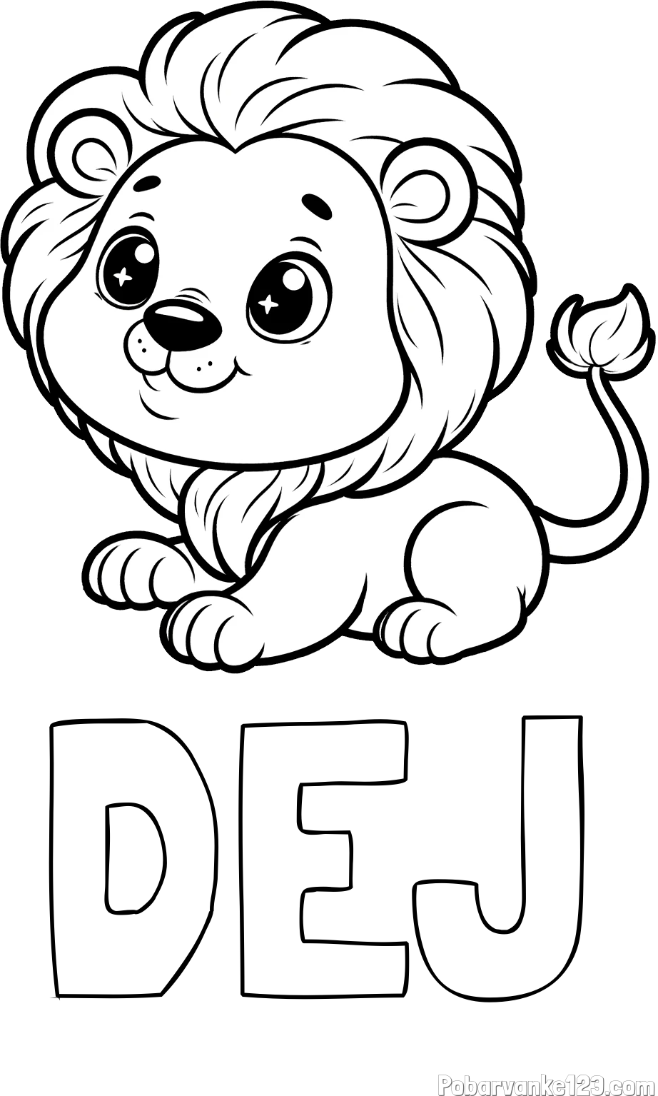 Pobarvanka imena DEJ in pobarvanka igrivega levčka