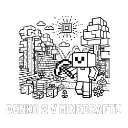 Online izdelana pobarvanka - Pobarvanka imena DENKO 2 V MINECRAFTU in pobarvanka Minecraft sveta