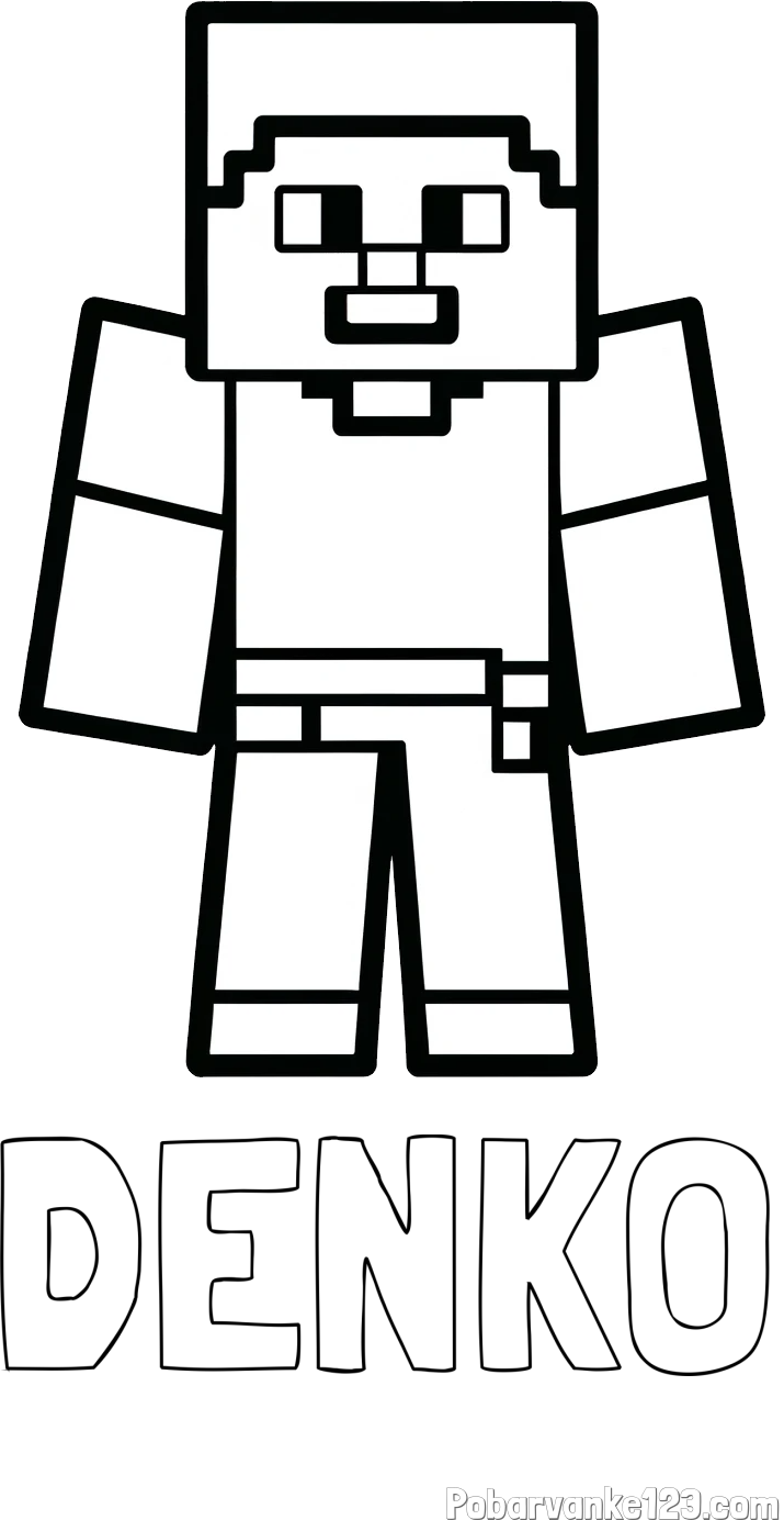 Pobarvanka imena DENKO in pobarvanka Minecraft figurice