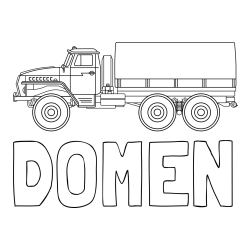 Online izdelana pobarvanka - Pobarvanka imena DOMEN in pobarvanka velikega kamiona za prevoz težkega tovora