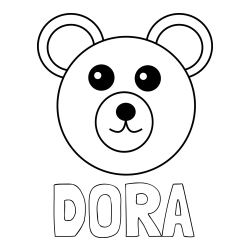 Online izdelana pobarvanka - Pobarvanka imena DORA in preprosta pobarvanka medvedka