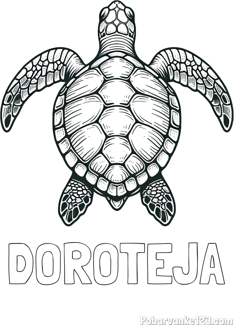 Pobarvanka imena DOROTEJA in enostavna pobarvanka želve
