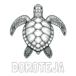 Online izdelana pobarvanka - Pobarvanka imena DOROTEJA in enostavna pobarvanka želve