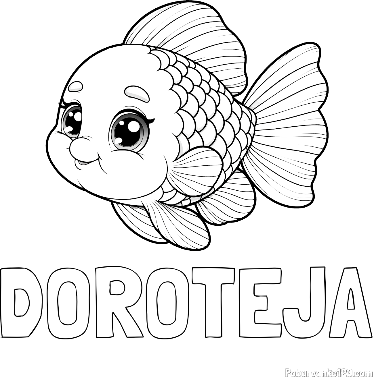 Pobarvanka imena DOROTEJA in ljubka pobarvanka starejše ribe