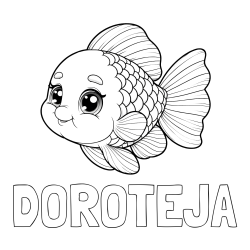 Online izdelana pobarvanka - Pobarvanka imena DOROTEJA in ljubka pobarvanka starejše ribe
