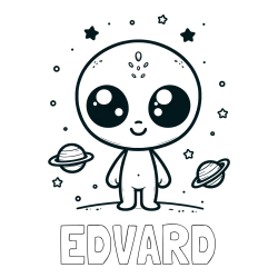 Online izdelana pobarvanka - Pobarvanka imena EDVARD in pobarvanka vesoljec
