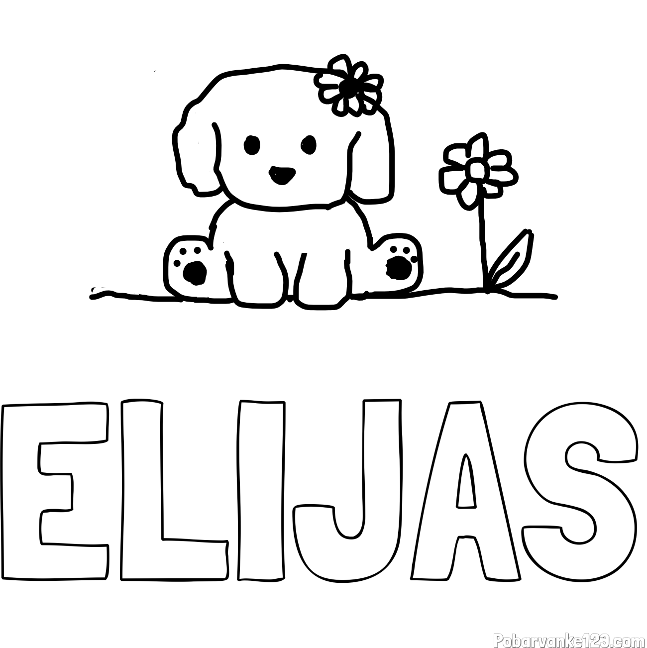 Pobarvanka imena ELIJAS in KUŽIKA