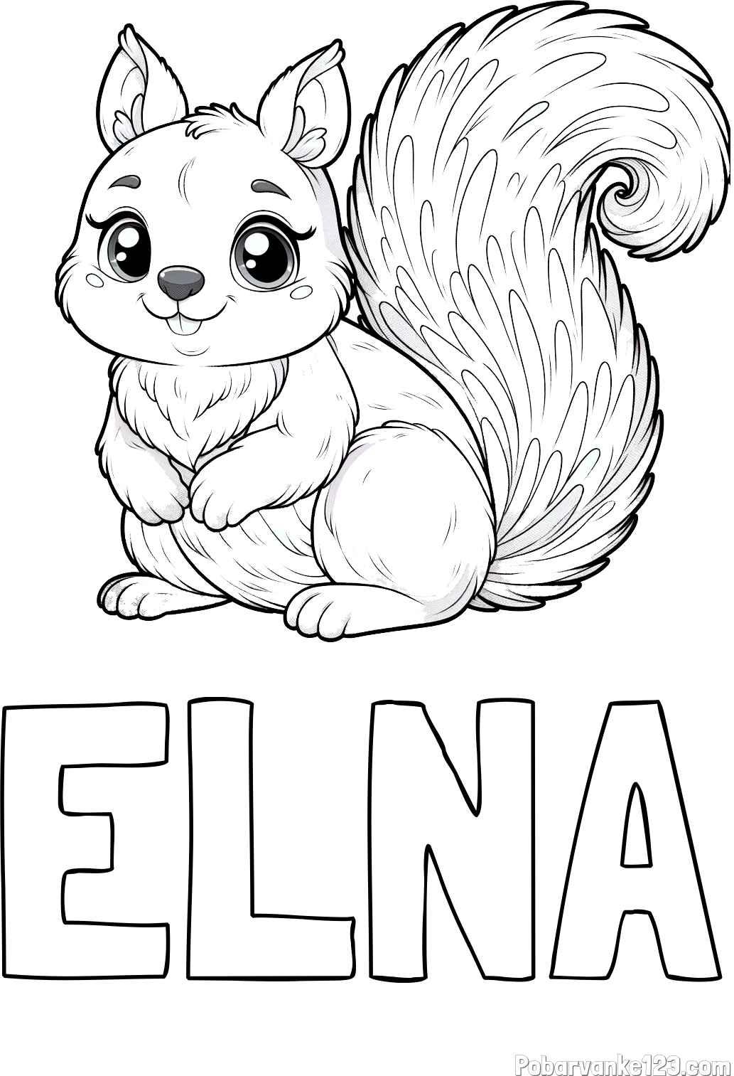 Pobarvanka imena ELNA in pobarvanka prikupne veverice