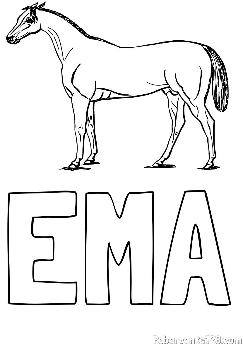 Pobarvanka imena EMA in pobarvanka konja