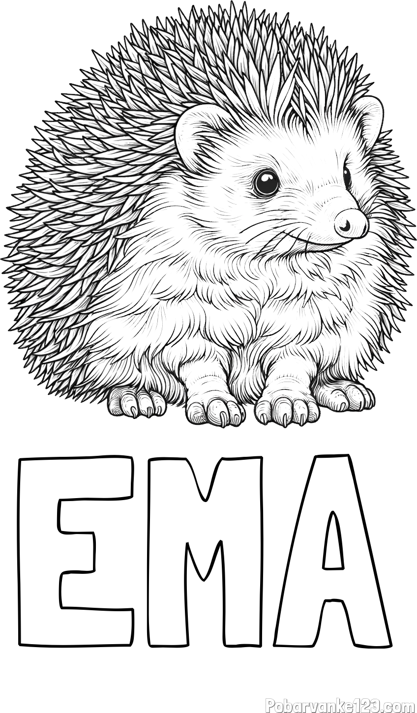 Pobarvanka imena EMA in pobarvanka nasmejanega ježa