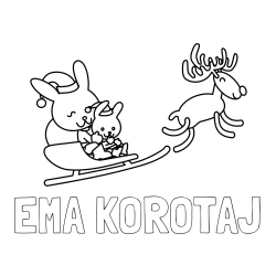 Online izdelana pobarvanka - Pobarvanka imena EMA KOROTAJ in božične sani