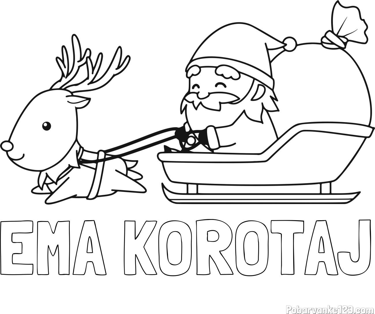 Pobarvanka imena EMA KOROTAJ in pobarvanka Božička na saneh ter jelenčka Rudolfa