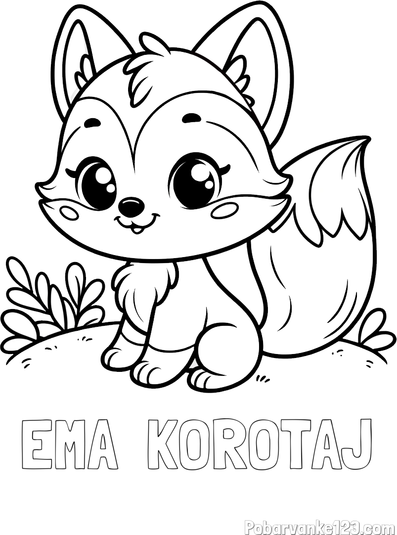 Pobarvanka imena EMA  KOROTAJ in pobarvanka lisičke