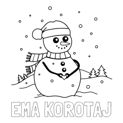 Online izdelana pobarvanka - Pobarvanka imena EMA KOROTAJ in pobarvanka prikupnega snežaka