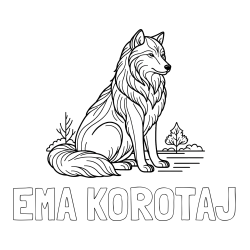 Online izdelana pobarvanka - Pobarvanka imena EMA KOROTAJ in pobarvanka sedečega volka